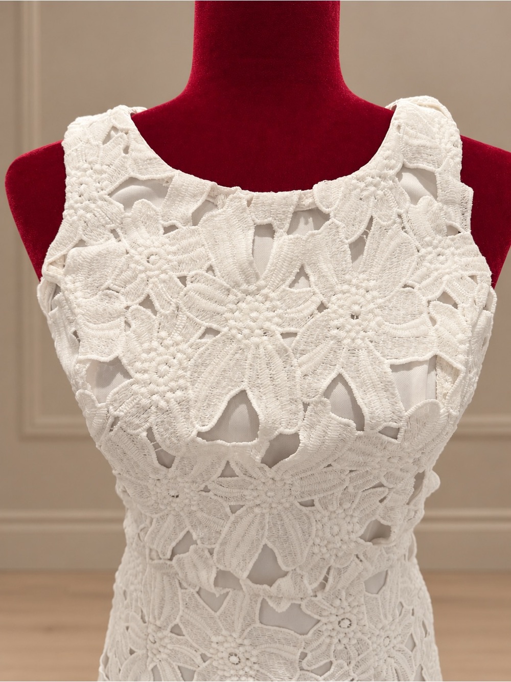 Astr Cream Floral Lace Mini Dress